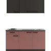 OPTIFIT Madrid420/Nizza407 Miniküche 150 cm Anthrazit / Rostrot