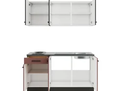 OPTIFIT Madrid420/Nizza407 Miniküche 150 cm Anthrazit / Rostrot