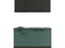 Optifit Miniküche KPMV 1532-9+ Madrid420/Verona405 Anthrazit/ Steingrün 150 cm