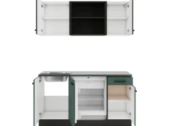 Optifit Miniküche KPMV 1579R-9+ Madrid420/Verona405 Anthrazit/ Steingrün 150 cm