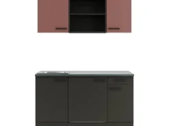 OPTIFIT Nizza407/Madrid420 Miniküche 150 cm Rostrot / Anthrazit