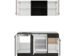 OPTIFIT Nizza407/Madrid420 Miniküche 150 cm Rostrot / Anthrazit