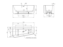 Ottofond Badewanne Pino 155 cm x 75 cm Rechts inkl. Ablaufgarnitur