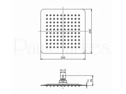 PaulGurkes Aufputz Regendusche Duschsystem eckig 20cm