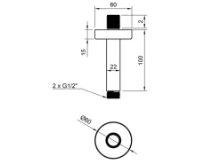 PaulGurkes Duscharmatur Regendusche Unterputz oval Einhandmischer Deckenarm Duschkopf