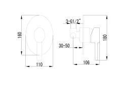PaulGurkes Duscharmatur Regendusche Unterputz oval Einhandmischer Deckenarm Duschkopf