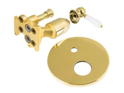 PaulGurkes Duschsystem Unterputz Gold Einhandmischer Nostalgie Retro Landhausstil Dusch-Set 25cm