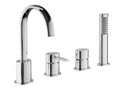 PaulGurkes 4-Loch Wannenrandarmatur Wannenkombination oval