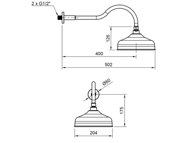 PaulGurkes Nostalgie Dusch Set Unterputz Regendusche Retro