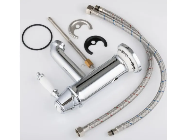 PaulGurkes Nostalgie Wasserhahn Einhandmischer Retro Waschtischbatterie Glänzend