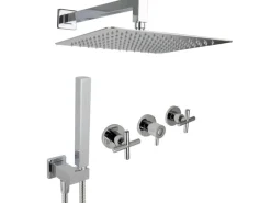 PaulGurkes Regendusche 30cm unterputz mit Wandarm Komplett Set Messing