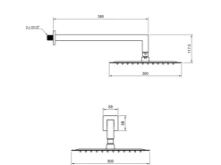 PaulGurkes Regendusche 30cm unterputz mit Wandarm Komplett Set Messing