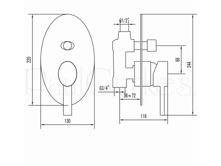 PaulGurkes Regendusche Unterputz Dusch Set oval Komplett I