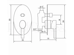 PaulGurkes Regendusche Unterputz Dusch Set oval Komplett