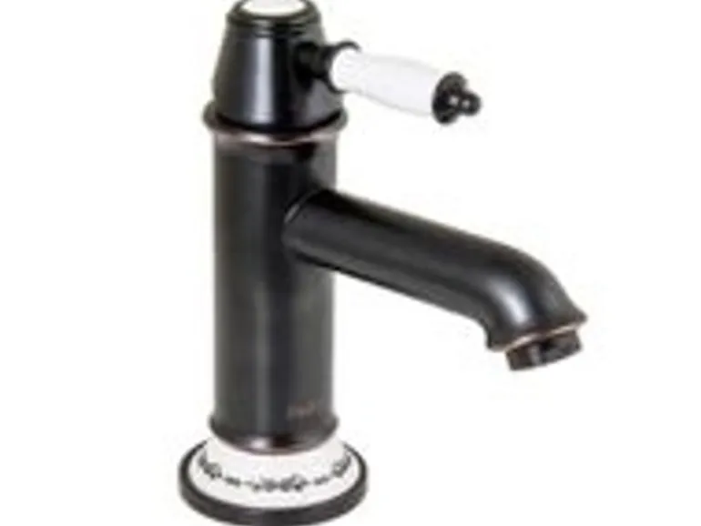 PaulGurkes Schwarze Retro Waschtischarmatur Einhandmischer Bordüre Nostalgie Wasserhahn