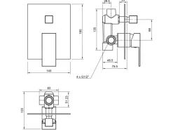 PaulGurkes Unterputz Duschgarnitur 30cm Regenbrause