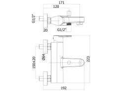 pianura Badewannen-Einhebelmischer Aora Aufputz mit Brauseanschluss in Chrom