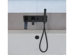 pianura Badewannenmodul Unterputz inkl. Grundkörper und Brausegarnitur Giulia in Matt Schwarz