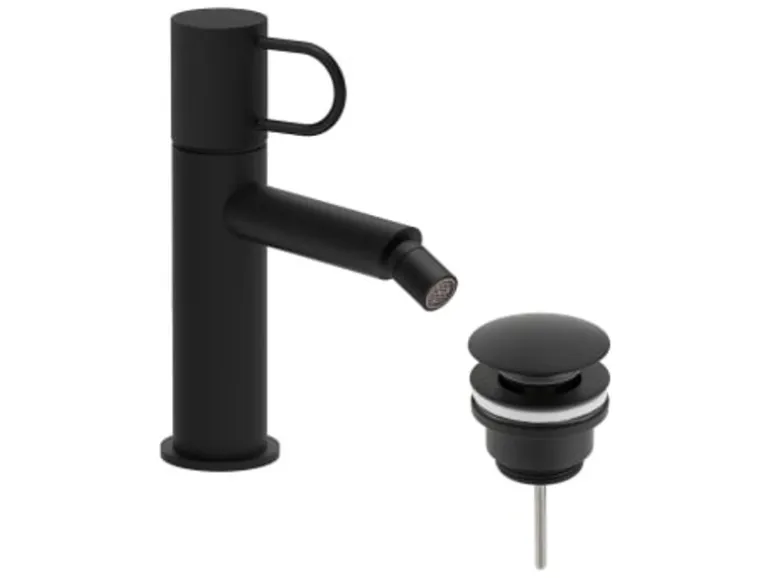 pianura Bidet-Einhebelmischer Stella 5L mit Pop Up Ablaufventil in Schwarz Matt