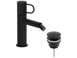 pianura Bidet-Einhebelmischer Stella 5L mit Pop Up Ablaufventil in Schwarz Matt