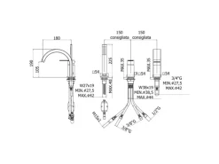 pianura Dreiloch-Wannenrand-Einhebelmischer Giulia inkl. Brausegarnitur in Schwarz Matt