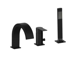 pianura Dreiloch-Wannenrand-Einhebelmischer Giulia inkl. Brausegarnitur in Schwarz Matt