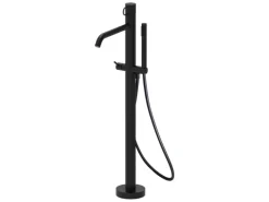 pianura freistehender Wannen-Einhebelmischer Stella Bodenmontage in Schwarz Matt