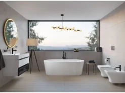 pianura freistehender Wannen-Einhebelmischer Stella Bodenmontage in Schwarz Matt