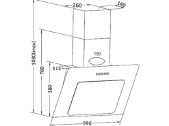 PKM Dunstabzugshaube 9039X kopffrei Schwarz Glas 60 cm EEK: A