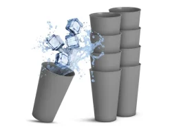 ProHome Becher Kunststoff Grau 0,4 Liter 8er Pack