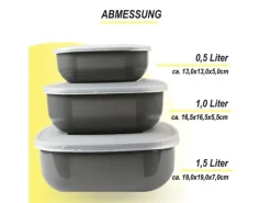 ProHome Vorratsdosen 3er Set Eckig Grau