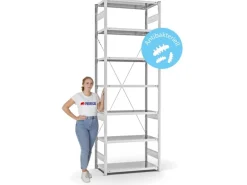 PROREGAL Antibakterielles Fachbodenregal Stecksystem T-Profil HxBxT 300 x 100 x 50 cm 7 Ebenen Traglast 140 kg Antibakterielle Beschichtung Weiß