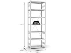 PROREGAL Antibakterielles Fachbodenregal Stecksystem T-Profil HxBxT 300 x 100 x 50 cm 7 Ebenen Traglast 140 kg Antibakterielle Beschichtung Weiß