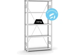 PROREGAL Antibakterielles Fachbodenregal Stecksystem T-Profil HxBxT 200 x 100 x 30 cm 5 Ebenen Traglast 150 kg Antibakterielle Beschichtung Weiß