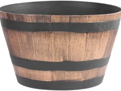 PROREGAL Blumentopf 50x30cm Holz-effekt, Fass