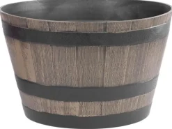 PROREGAL Blumentopf 52x30cm Holz-effekt, Fass