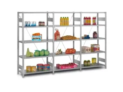 PROREGAL Edelstahlregal Stecksystem T-Profil HxBxT 200 x 100 x 30 cm 5 Ebenen Geschlitzter Fachboden Fachlast 150 kg Edelstahl Fachbodenregal