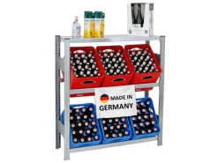 PROREGAL Getränkekistenregal Getränkeregal Chiemsee Made in Germany HxBxT 115 x 106 x 34 cm 6 Kisten auf 2 Ebenen & Board Verzinkt