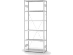 PROREGAL Lebensmittel Fachbodenregal Stecksystem T-Profil Grundregal HxBxT 250 x 100 x 40 cm 6 Ebenen Fachlast 145 kg Hygienische Beschichtung Weiß