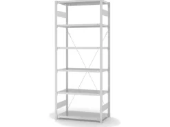 PROREGAL Lebensmittel Fachbodenregal Stecksystem T-Profil Grundregal HxBxT 250 x 100 x 50 cm 6 Ebenen Fachlast 140 kg Hygienische Beschichtung Weiß