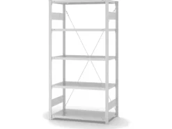 PROREGAL Lebensmittel Fachbodenregal Stecksystem T-Profil Grundregal HxBxT 200 x 100 x 50 cm 5 Ebenen Fachlast 140 kg Hygienische Beschichtung Weiß