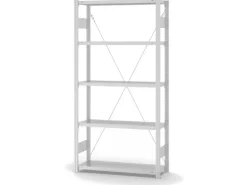 PROREGAL Lebensmittel Fachbodenregal Stecksystem T-Profil Grundregal HxBxT 200 x 100 x 30 cm 5 Ebenen Fachlast 150 kg Hygienische Beschichtung Weiß