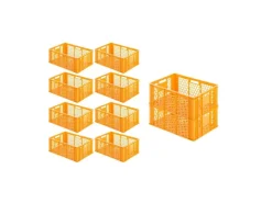 PROREGAL SparSet 10x Eurobehälter Bäcker- und Konditorenkasten HxBxT 25 x 40 x 60 49 Liter Gelb-Orange Brötchenkiste Stapelbare Bäckerkiste