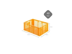 PROREGAL SuperSparSet 4x Eurobehälter Bäcker- und Konditorenkasten HxBxT 25 x 40 x 60 49 Liter Gelb-Orange Brötchenkiste Stapelbare Bäckerkiste