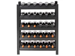 PROREGAL Weinregal Toskana HxBxT 75 x 60 x 30 cm 30 Flaschen Auf 5 Ebenen Schwarz Wein Metallregal Weinständer Flaschenständer