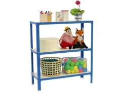 PROREGAL Wohnregal Living Koala Wood mit 3 Fachböden HxBxT 90 x 80 x 30 cm Fachlast 150 kg Blau/Weiß
