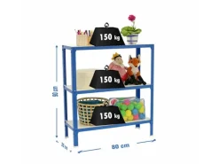 PROREGAL Wohnregal Living Koala Wood mit 3 Fachböden HxBxT 90 x 80 x 30 cm Fachlast 150 kg Blau/Weiß