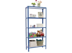 PROREGAL Wohnregal Living Koala Wood mit 5 Fachböden HxBxT 180 x 100 x 30 cm Fachlast 150 kg Blau/Weiß