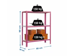 PROREGAL Wohnregal Living Koala Metal mit 3 Fachböden HxBxT 90 x 80 x 30 cm Fachlast 150 kg Rosa/Weiß