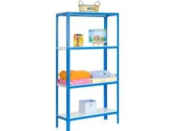 PROREGAL Wohnregal Living Koala Metal mit 4 Fachböden HxBxT 160 x 100 x 30 cm Fachlast 150 kg Blau/Weiß